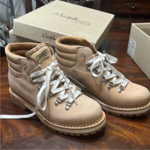 NWT Montelliana 1965 Beige Leather Hiking Boots